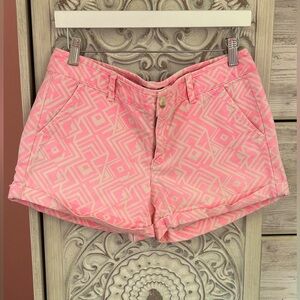 American Eagle Y2K pink Aztec tribal print, boho hippy earthy cuffed shorts 8